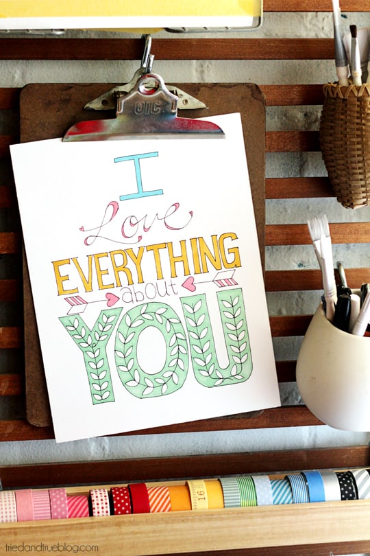 I Love Everything Free Printable from Tried & True