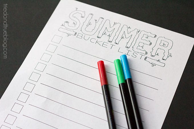 summer bucket list free printable