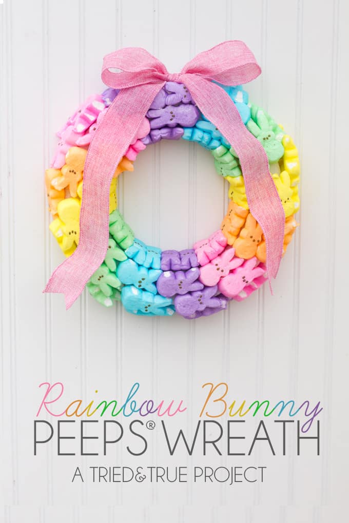 Make this super fun and colorful Rainbow Bunny PeepsRainbow Bunny Peeps® Wreath to celebrate Spring! Tons of ways to customize it to fit your decor!