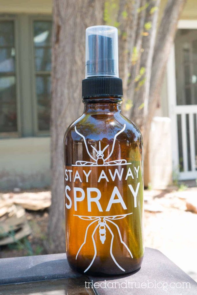 Amber bottle with vinyl wording,