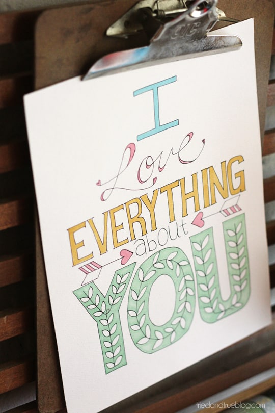 I Love Everything Free Printable from Tried & True