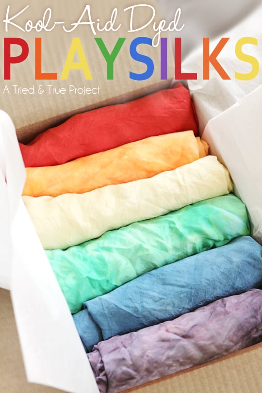 Make these beautiful Kool-Aid Dyed Playsilks for you kids!