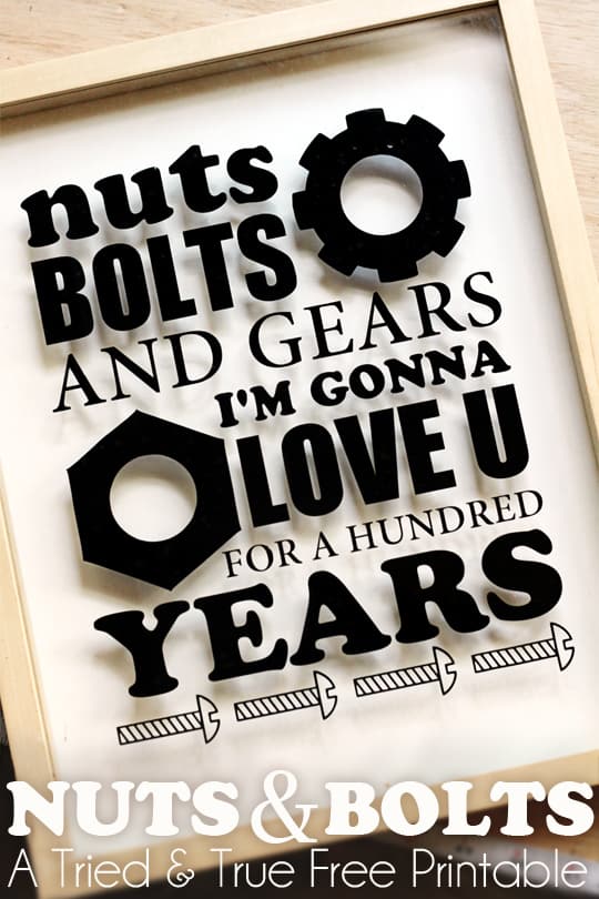 Nuts & Bolts Silhouette Art - A Tried & True Free Printable