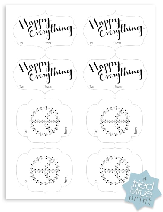 Happy Everything Gift Wrap and Tags Free Printables - Tags