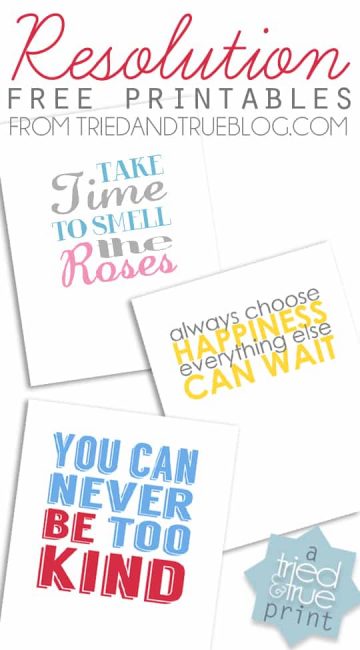 Resolutions Free Printables - Tried &amp; True Creative