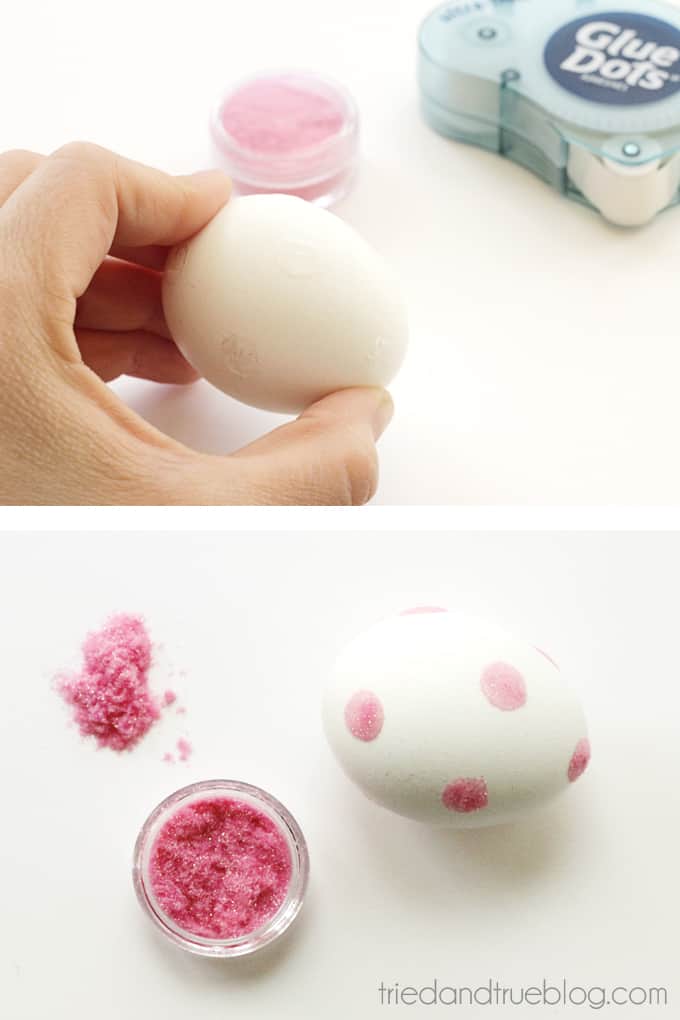 Decorating Easter Eggs with Flocking - Pink Dots