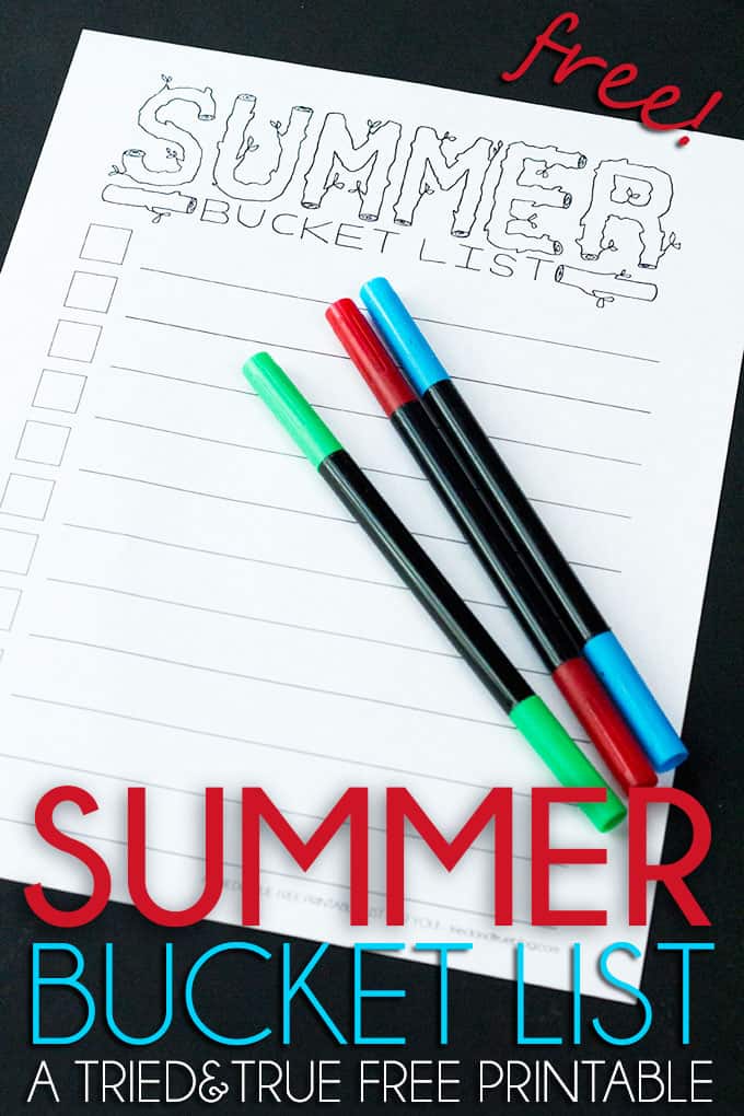 Summer Bucket List - A Tried & True Free Printable