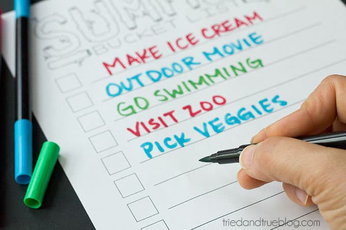 Summer Bucket List - Fill