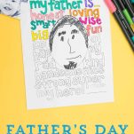 Father's Day Coloring Page with word overlay