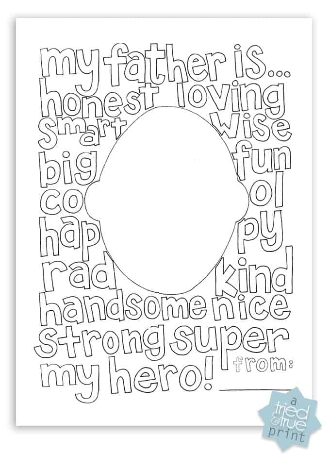 Free Father's Day Coloring Page printable file.