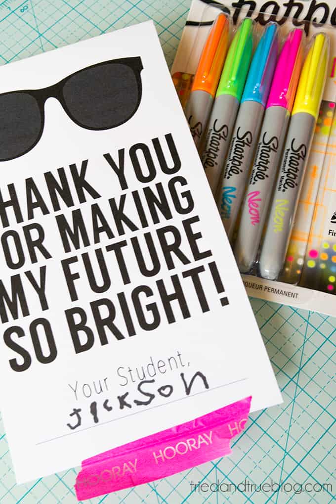 This Neon Sharpie Teacher's Gift is practical and cute!