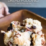 Mexican Bread Pudding (Capriotada) - This traditional Mexican dessert is the perfect after-school treat for kids! Made with whole wheat bread, unrefined sugar, and loaded with nuts and raisins!