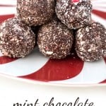 Satisfy your sweet tooth with these Healthy Peppermint Chocolate Protein Balls! They're raw, vegan, low-sugar, gluten-free, and delicious!