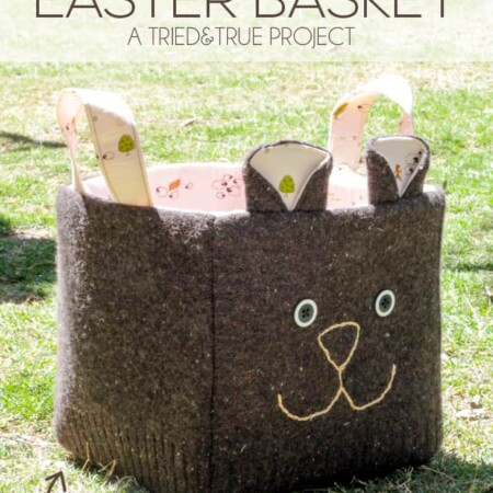 Use an old sweater to make this super cute Recycled Easter Basket! Easy tutorial with detailed pictures.