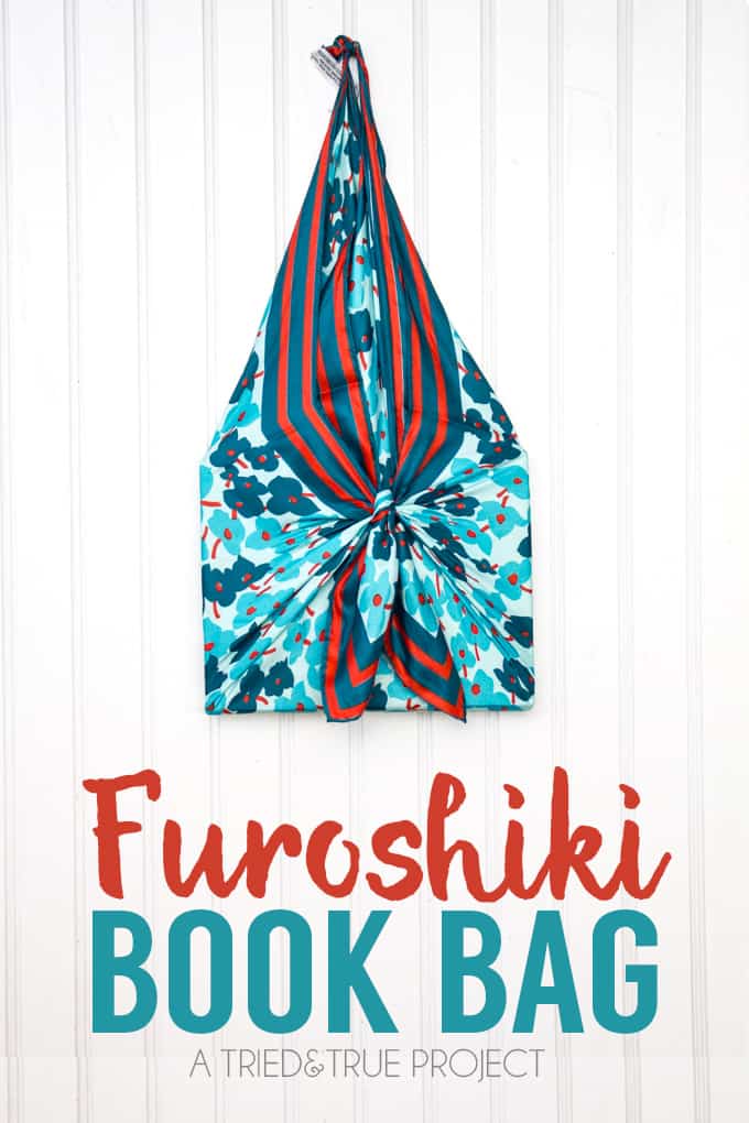 Super easy tutorial on a Furoshiki Book Bag!  Use a scarf to carry and gift a book!