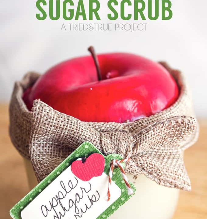 This super easy Apple Sugar Scrub comes together within minutes with just a few basic supplies. Perfect Fall gift for teacher, co-worker, or friend!