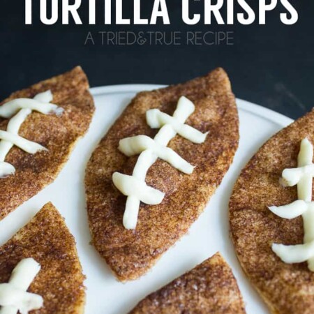 These Football Tortilla Crisps are super easy to make for that big game day!