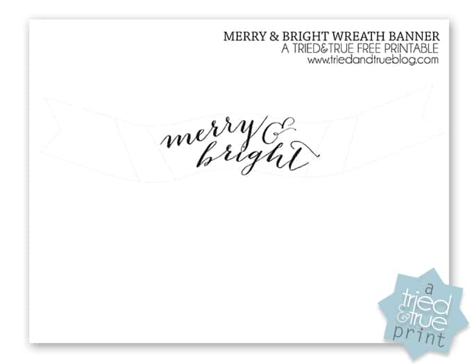 Merry And Bright Natural Wreath - Free Printable