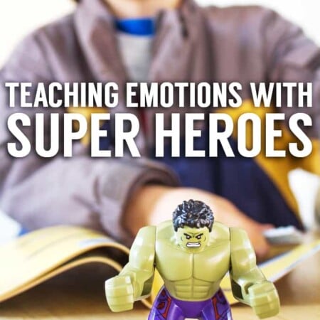 Teaching emotions with LEGO Super Heroes is a great way to work through the intense feelings kids have! Includes free printable emotion cards!