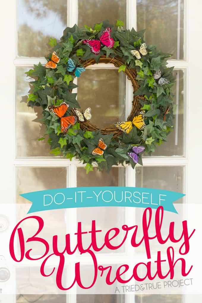 Make this colorful Spring Butterfly Wreath DIY to welcome your guests! Super easy and able to withstand all types of weather!