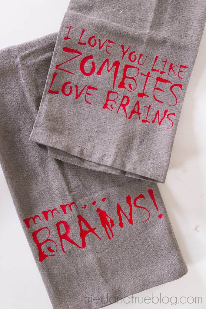 Zombie Halloween Dish Towels - Words