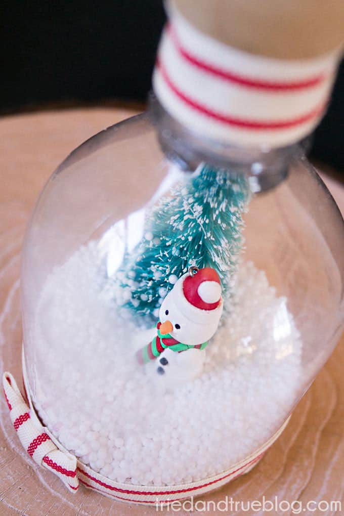 DIY Recycled Snow Globe - Close Up