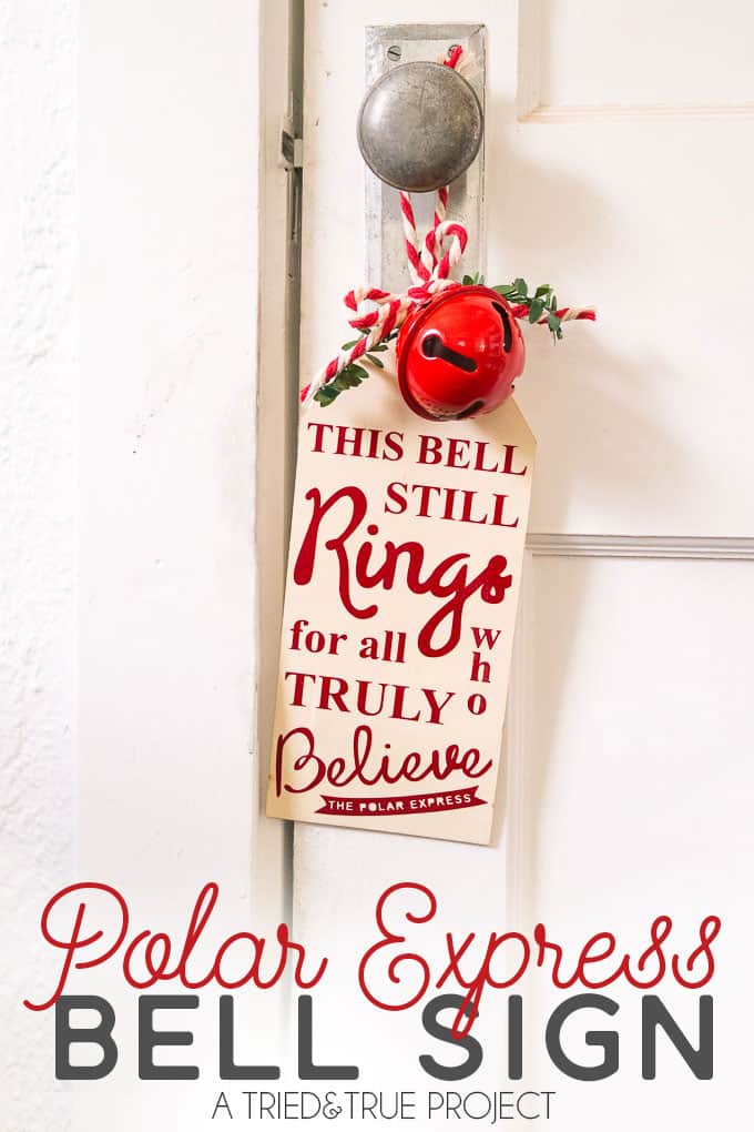 This Polar Express Bell Sign is easy with the free vinyl cutting file!