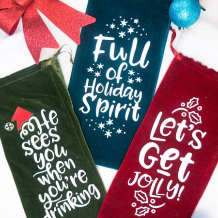 Holiday Wine Gift Bags Free SVG Files - Make in just minutes with the free file!