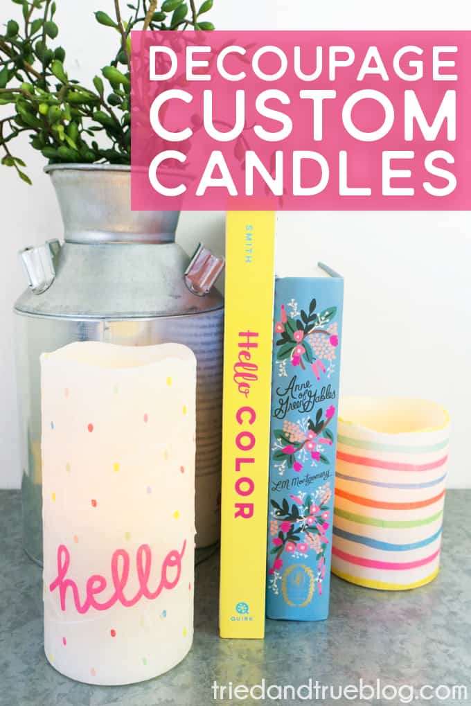 Make these Decoupage Custom Candles in minutes!