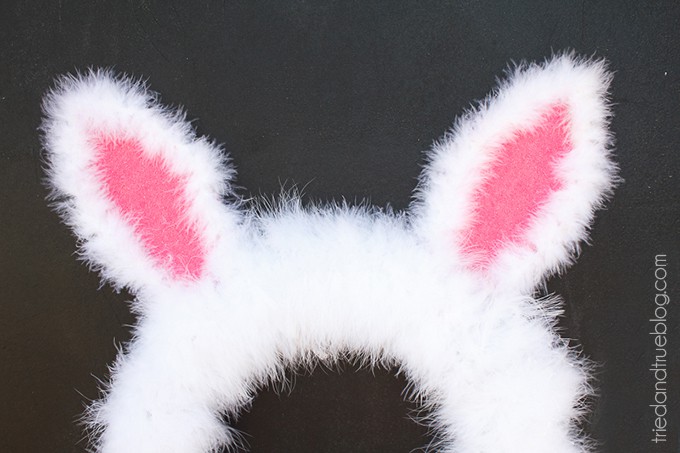 Close up image of the Easter Bunny Spring Wreath