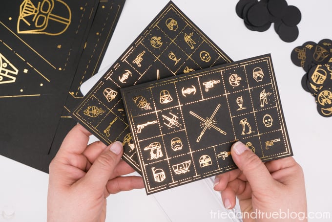 Star Wars invitations with gold foil