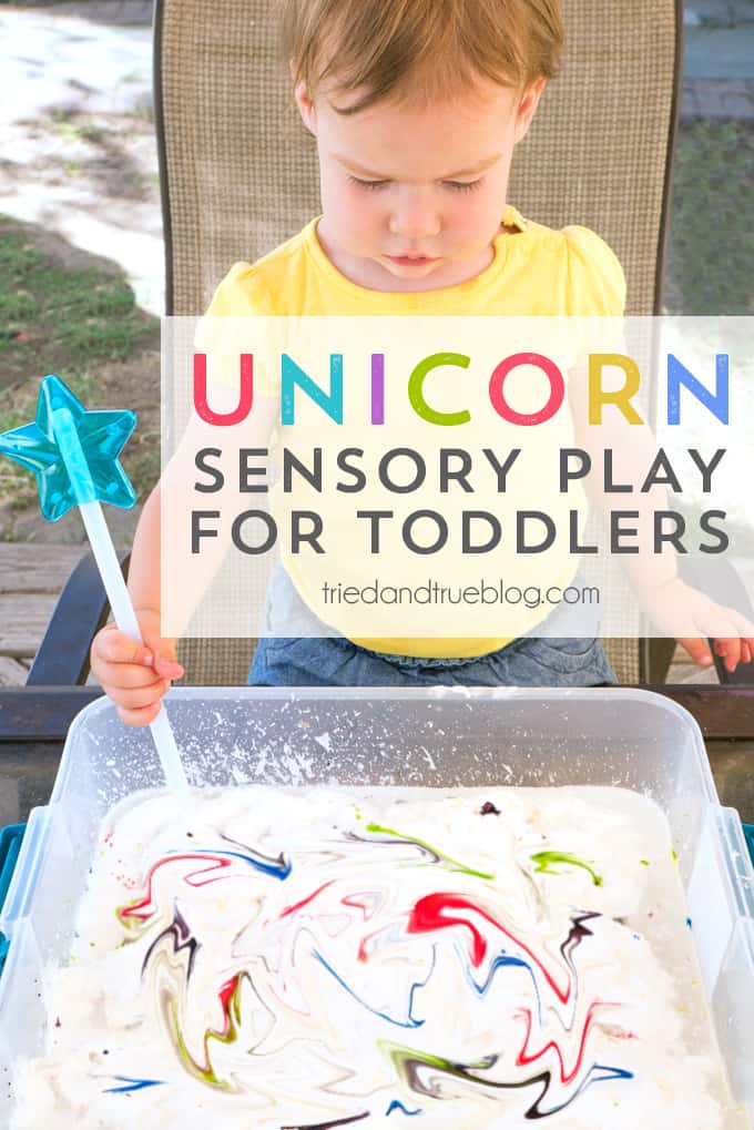 Toddler participating in Unicorn Sensory Play