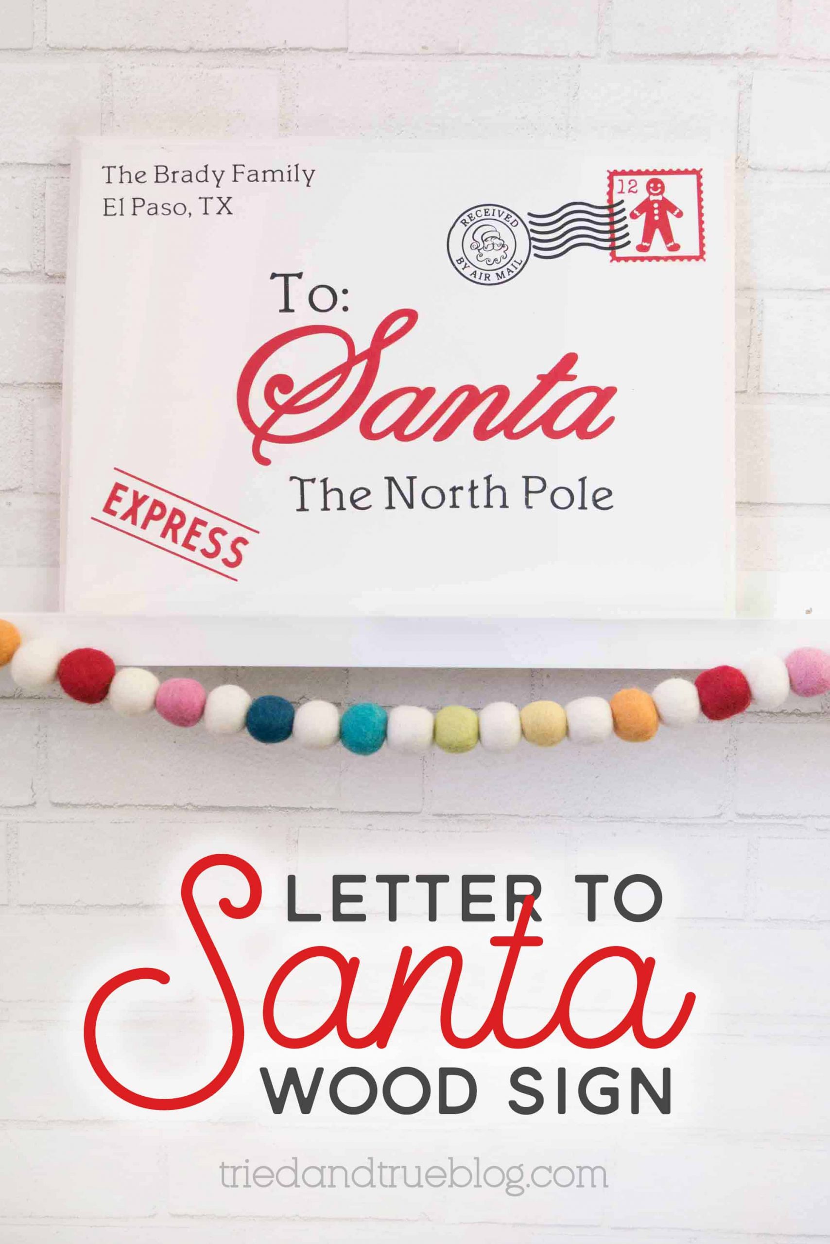 Letter To Santa Wood Sign with Cricut Explore Air 2 - Tried & True Creative