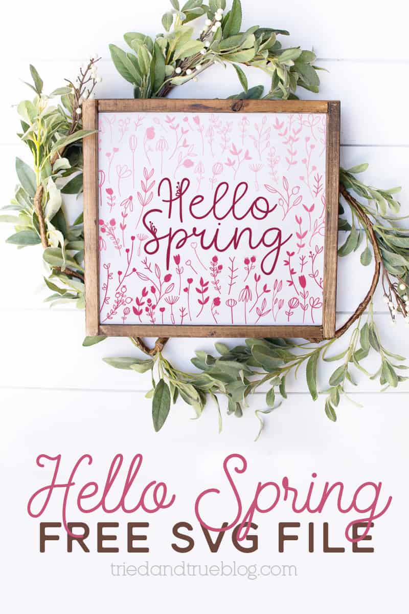 Wood panel artwork made with the Hello Spring Free SVG.