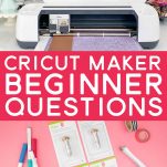 Cricut Maker with Tools. Word overlay: Cricut Maker Beginner Questions.