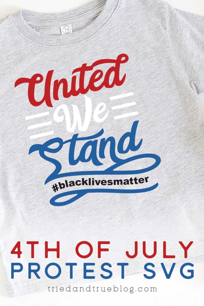 Gray t-shirt with the United We STand Free SVG file on it.