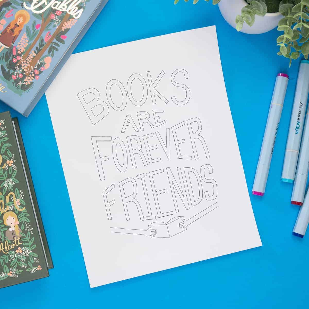 Books Are Friends Coloring Page