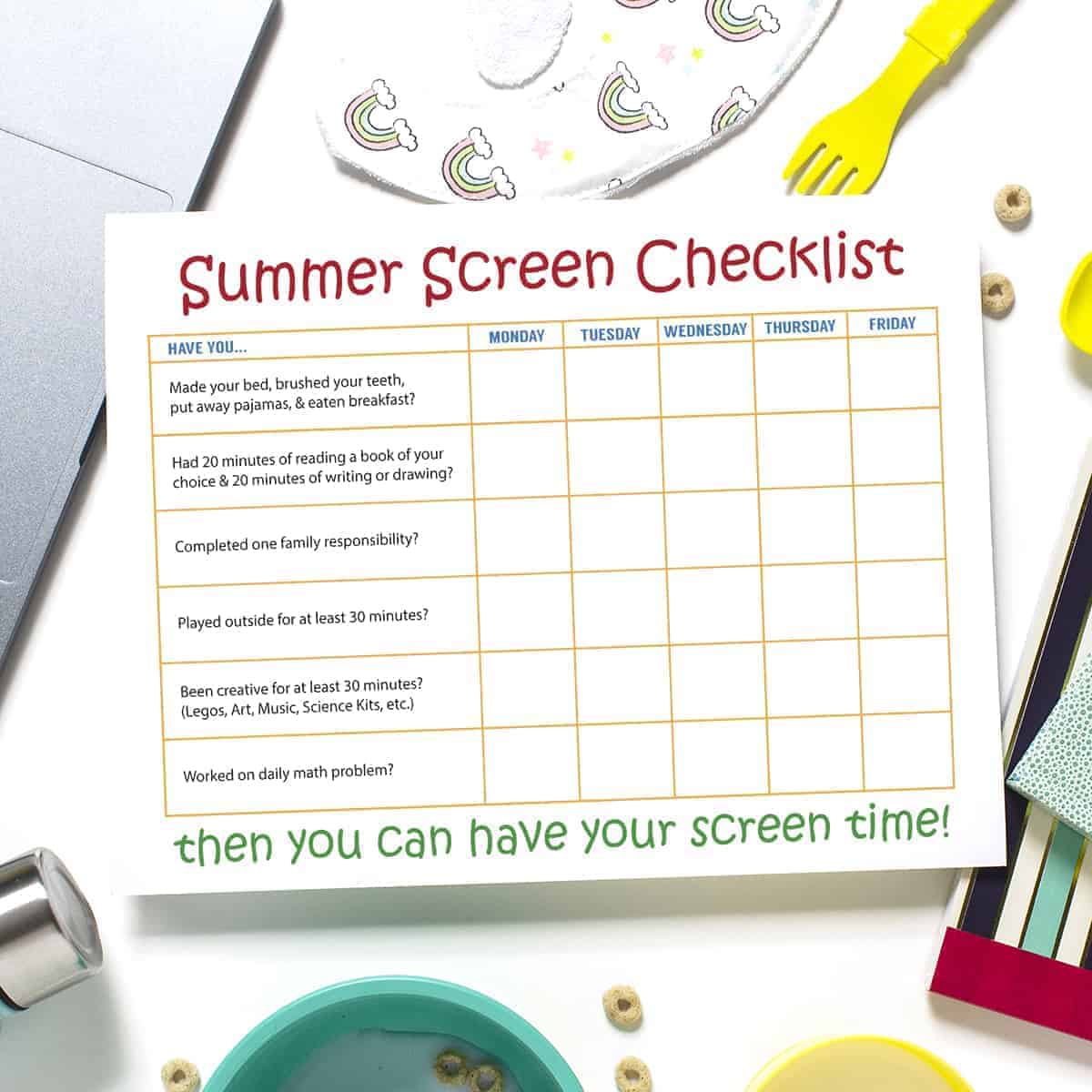 Summer Screen Time Checklist