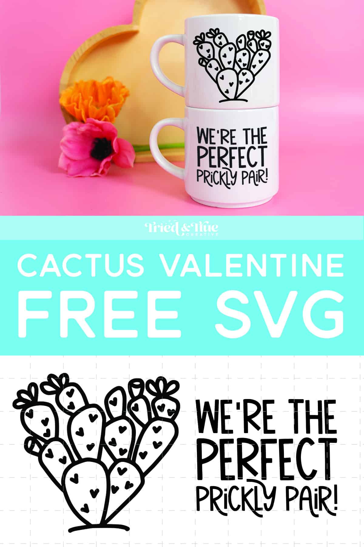 Mug mock up of the Cactus Valentine Free SVG file