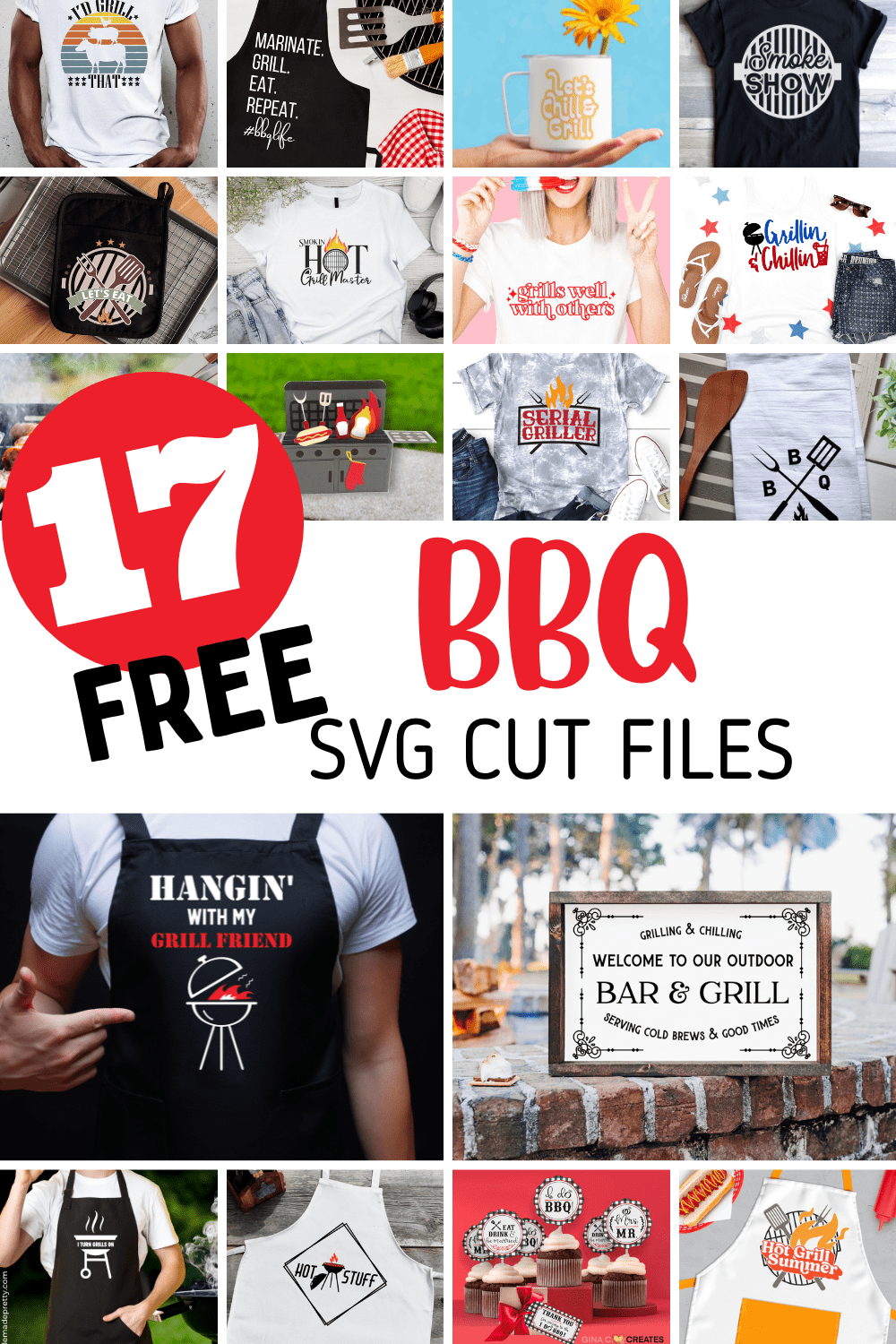 Collage of 17 free BBQ free cut files