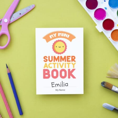 a Mini Summer Activity Booklet free printable with a picture of a sun on it.