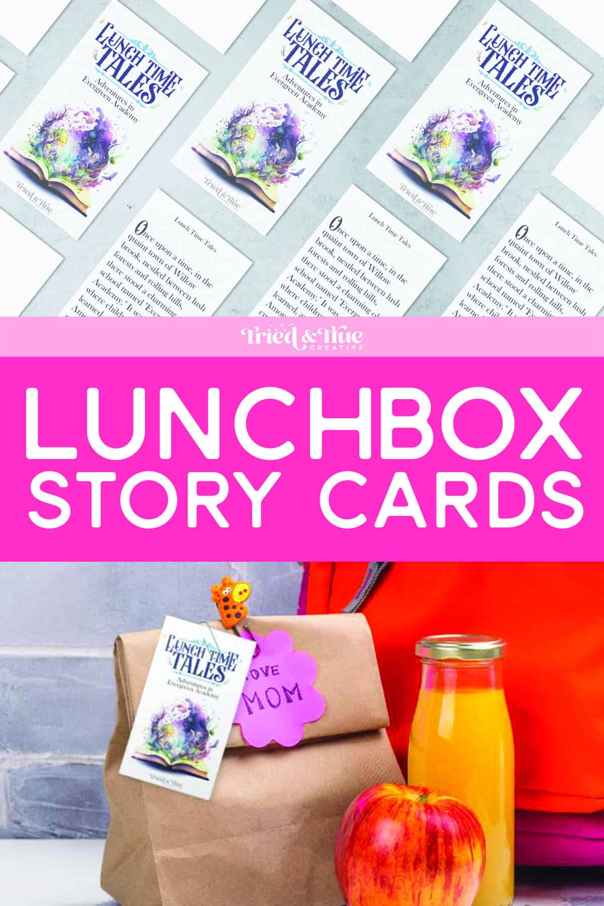Free printable lunchbox story cards for kids.
