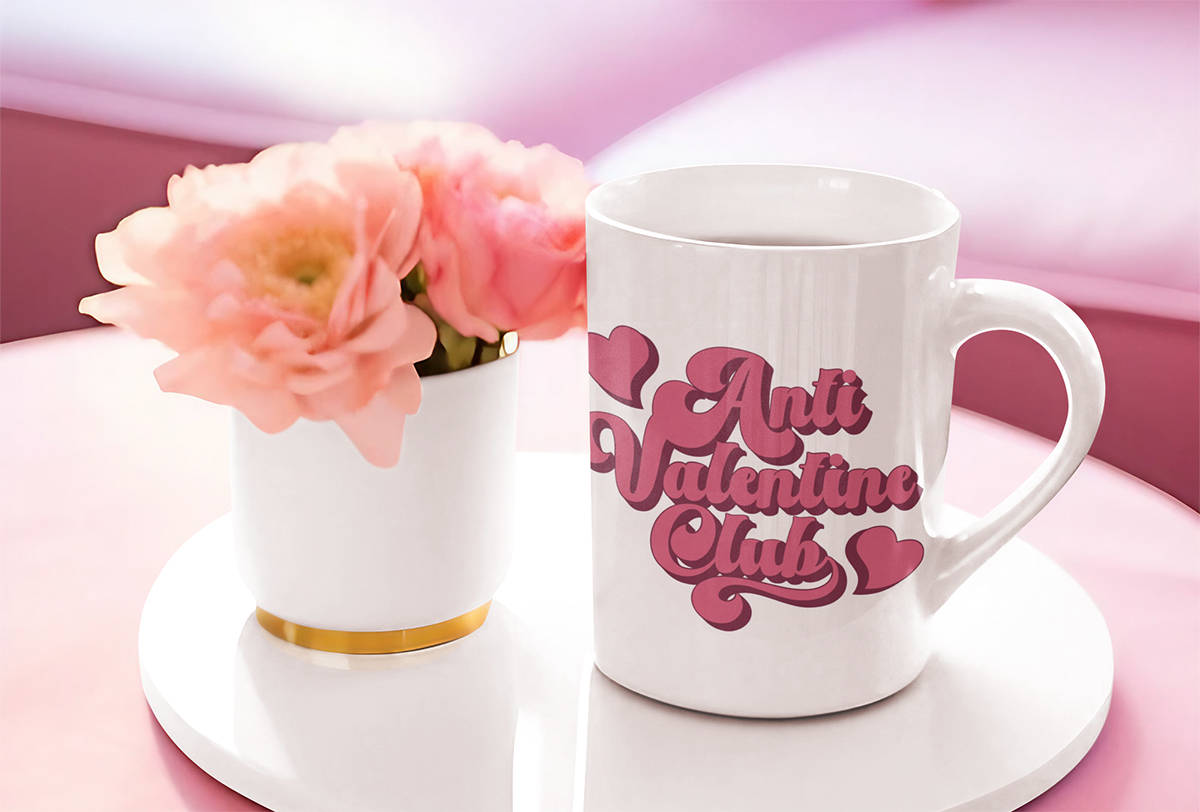 Get your Valentine's day mug for the Anti-Valentine Club, featuring a Free SVG design.