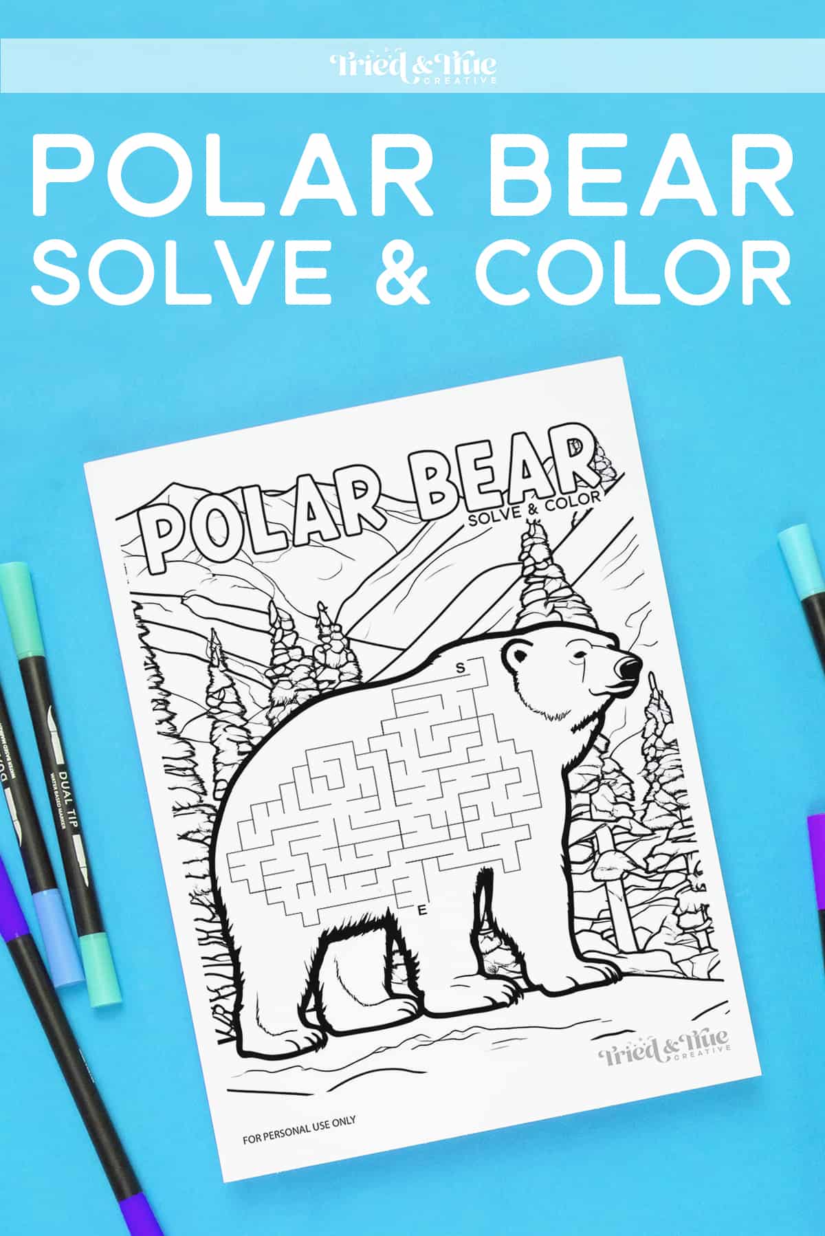 Winter Polar Bear Maze Coloring Page Free Printable