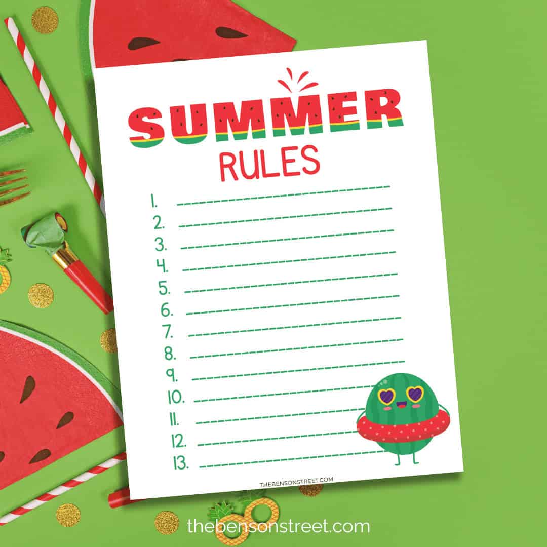Summer Rule Sticker Summer Camping Forbidden Words Free Printable Game - Tried & True Creative
